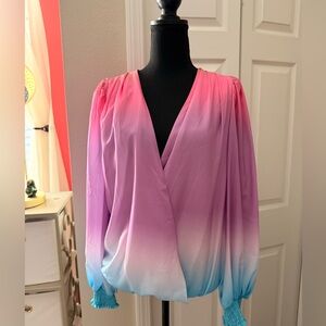 NWOT ombré Pink & Blue Women's Top blouse gradient